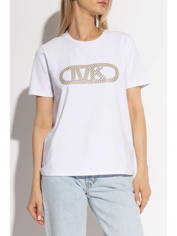 Clothes MICHAEL KORS GROMMETED EMPIRE LOGO ORGANIC COTTON T-SHIRT