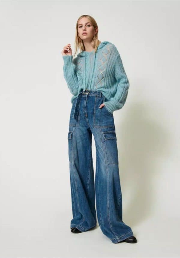 Clothing TWINSET HIGH WAIST CARGO JEANS WITH BELT
