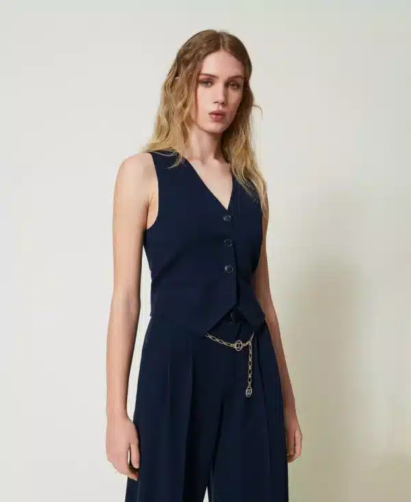 Clothes TWINSET LUREX PINSTRIPE FITTED WAISTCOAT