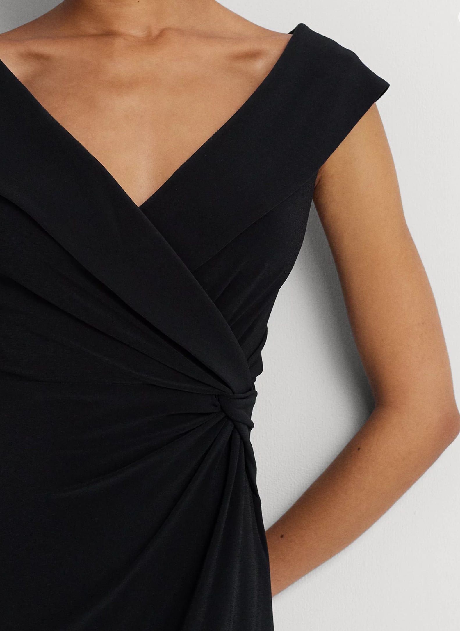 plus size knee length dress Anne Klein Plus Size Classic Wrap Dress - Black