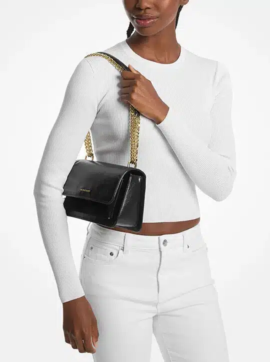 Bags MICHAEL KORS CLAIRE LARGE CRACKLED LEATHER CONVERTIBLE SHOULDER BAG