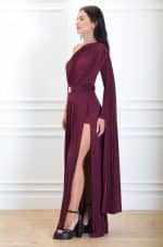 Clothing ELISABETTA FRANCHI ONE SHOULDER RED CARPET DRESS IN PLEATED LUREX JERSEY