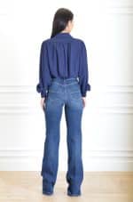 Clothing ELISABETTA FRANCHI BELL BOTTOM STRETCH COTTON JEANS WITH SIDE BUTTON PLACKET