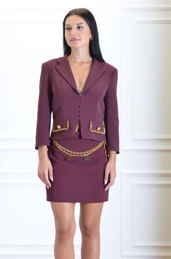 Clothes ELISABETTA FRANCHI CROPPED STRETCH CRÊPE JACKET WITH CHAIN