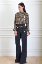 Clothing ELISABETTA FRANCHI PALAZZO TROUSERS IN STRETCH CRÊPE FABRIC WITH BELT