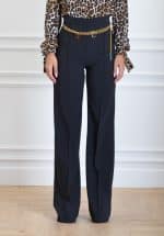 Clothing ELISABETTA FRANCHI PALAZZO TROUSERS IN STRETCH CRÊPE FABRIC WITH BELT