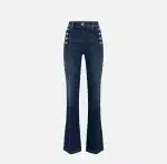 Clothing ELISABETTA FRANCHI BELL BOTTOM STRETCH COTTON JEANS WITH SIDE BUTTON PLACKET