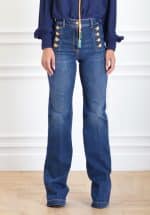 Clothing ELISABETTA FRANCHI BELL BOTTOM STRETCH COTTON JEANS WITH SIDE BUTTON PLACKET