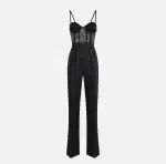 Clothes ELISABETTA FRANCHI JACQUARD CRÊPE COMBINED JUMPSUIT WITH LETTERING