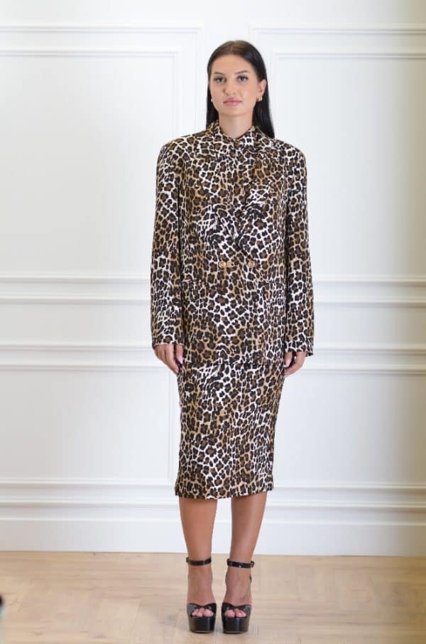 Clothes ELISABETTA FRANCHI DOUBLE BREASTED ANIMALIER CRÊPE JACKET