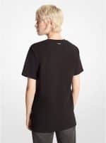 Clothing MICHAEL KORS CROCODILE EMBOSSED EMPIRE LOGO STRETCH COTTON T-SHIRT