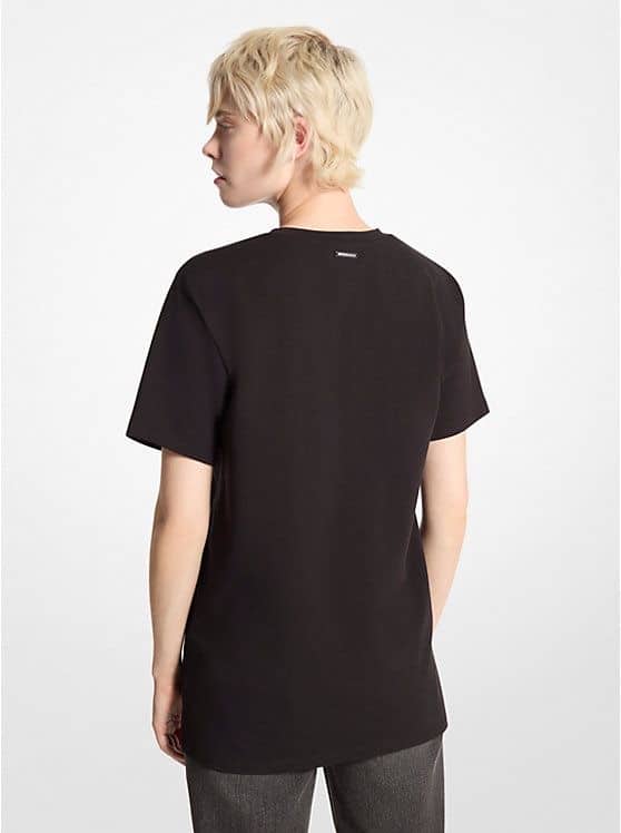 Clothes MICHAEL KORS CROCODILE EMBOSSED EMPIRE LOGO STRETCH COTTON T-SHIRT