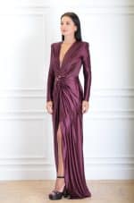 New Collection ELISABETTA FRANCHI RED CARPET DRESS IN LYCRA WITH KNOT AND LOGO ACCESSORY