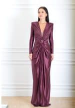 New Collection ELISABETTA FRANCHI RED CARPET DRESS IN LYCRA WITH KNOT AND LOGO ACCESSORY