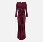 New Collection ELISABETTA FRANCHI RED CARPET DRESS IN LYCRA WITH KNOT AND LOGO ACCESSORY