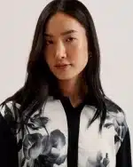Clothing TED BAKER GWEENN PRINTED WOVEN FRONT LONGLINE CARDIGAN