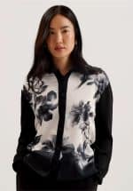 Clothing TED BAKER GWEENN PRINTED WOVEN FRONT LONGLINE CARDIGAN