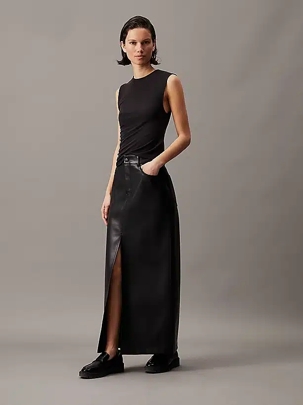 CALVIN KLEIN JEANS FAUX LEATHER MAXI SKIRT | Celia Boutique