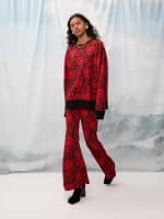 Clothing WE ARE FLARED PANTS FLOWERS RED