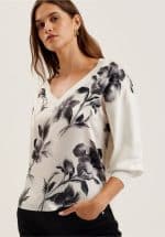Clothing TED BAKER JOIEE V NECK PRINTED WOVEN FRONT JUMPER