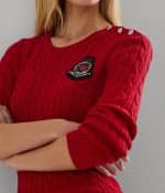 Clothing LAUREN RALPH LAUREN BUTTON TRIM CABLE KNIT COTTON JUMPER