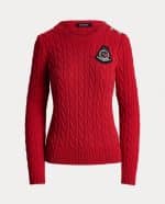 Clothing LAUREN RALPH LAUREN BUTTON TRIM CABLE KNIT COTTON JUMPER
