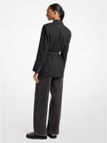 Clothing MICHAEL KORS STRIPED WOOL BLEND BELTED DOUBLE BREASTED BLAZER