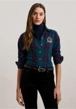 WINTER SALES LAUREN RALPH LAUREN RELAXED FIT BLACK WATCH PLAID SHIRT