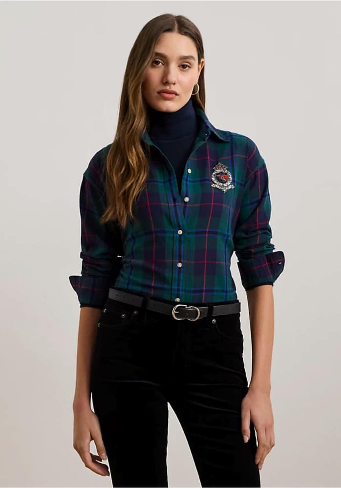 WINTER SALES LAUREN RALPH LAUREN RELAXED FIT BLACK WATCH PLAID SHIRT WINTER SALES LAUREN RALPH LAUREN RELAXED FIT BLACK WATCH PLAID SHIRT