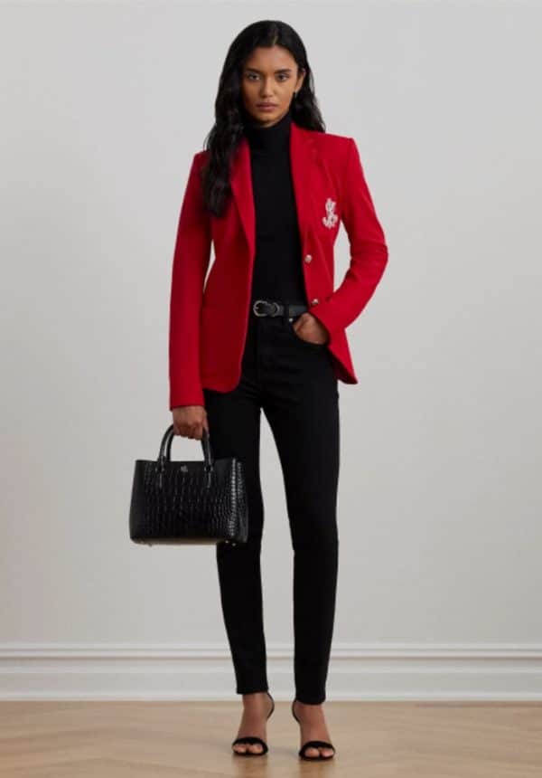 Clothing LAUREN RALPH LAUREN RED BLAZER WITH LOGO