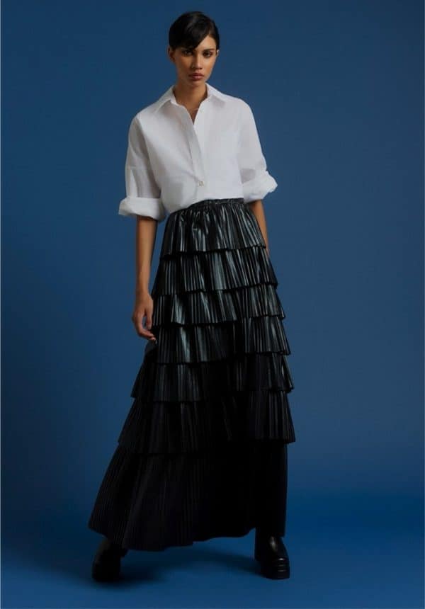 Clothing BE YOU RUFFLED FAUX LEATHER SKIRT