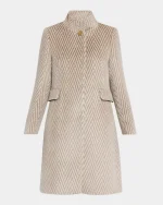 Clothing CHIARULLI FERONIA CHEVRON WOOL ONE BUTTON COAT