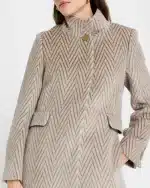 Clothing CHIARULLI FERONIA CHEVRON WOOL ONE BUTTON COAT