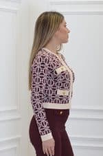 Clothes ELISABETTA FRANCHI JACQUARD LOGO CROPPED CARDIGAN