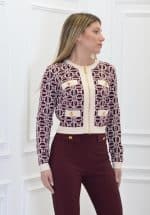 Clothes ELISABETTA FRANCHI JACQUARD LOGO CROPPED CARDIGAN
