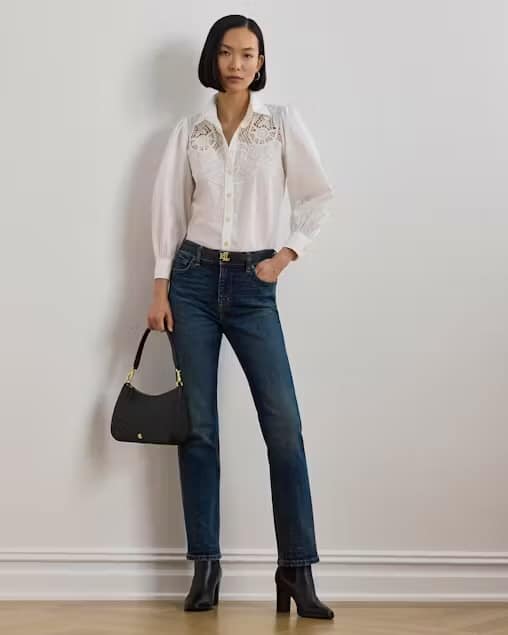 Clothes LAUREN RALPH LAUREN EYELET COTTON BROADCLOTH SHIRT