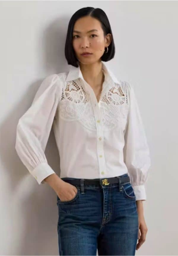 Clothes LAUREN RALPH LAUREN EYELET COTTON BROADCLOTH SHIRT