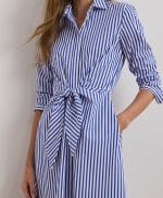 Clothing LAUREN RALPH LAUREN STRIPED TIEFRONT BROADCLOTH SHIRTDRESS