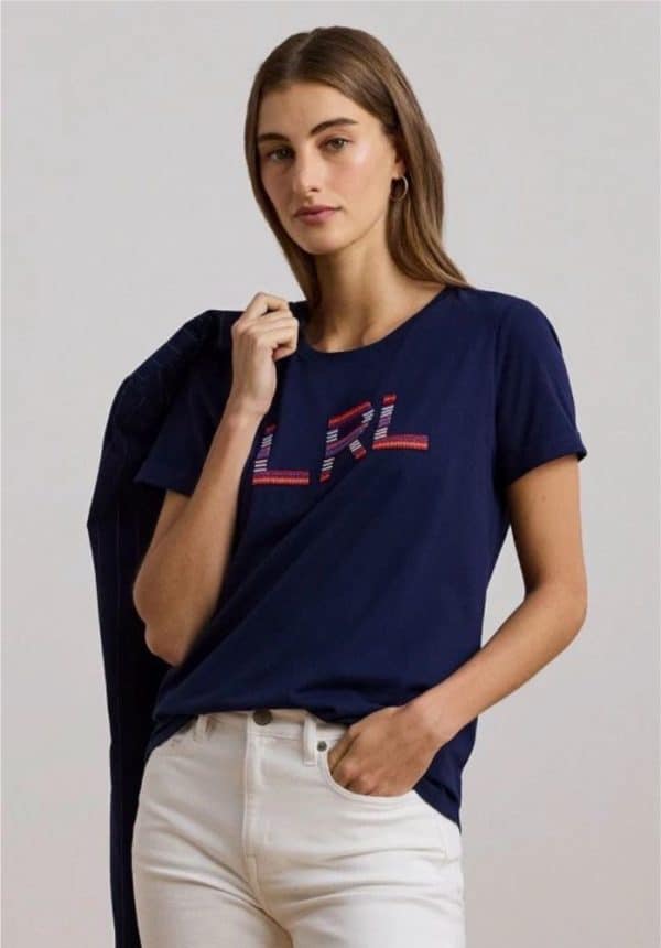 Clothes LAUREN RALPH LAUREN BEADED LOGO COTTON JERSEY T-SHIRT