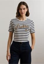 Clothes LAUREN RALPH LAUREN LOGO STRIPED COTTON BLEND JERSEY T-SHIRT