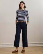 SUMMER SALES LAUREN RALPH LAUREN STRIPED STRETCH COTTON LONG SLEEVE T-SHIRT