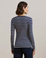 SUMMER SALES LAUREN RALPH LAUREN STRIPED STRETCH COTTON LONG SLEEVE T-SHIRT