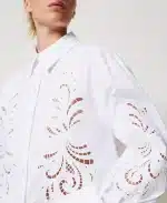 New Collection TWINSET OVERSIZED POPLIN SHIRT WITH EMBROIDERY