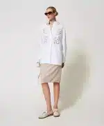 New Collection TWINSET OVERSIZED POPLIN SHIRT WITH EMBROIDERY