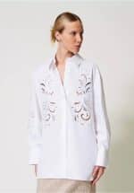 New Collection TWINSET OVERSIZED POPLIN SHIRT WITH EMBROIDERY