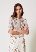 Clothes TWINSET MESH JUMPER WITH FLORAL PRINT