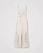 New Collection TWINSET LINEN BLEND JUMPSUIT WITH EMBROIDERY
