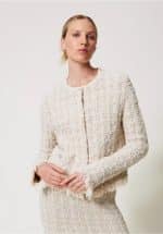 New Collection TWINSET JACQUARD KNIT JACKET WITH LUREX