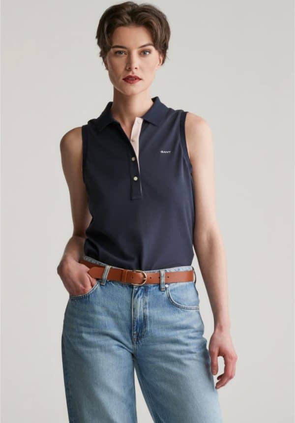 Clothes GANT CONTRAST COLLAR SLEEVELESS PIQUE TOP