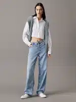New collection CALVIN KLEIN JEANS CROPPED COTTON POPLIN SHIRT